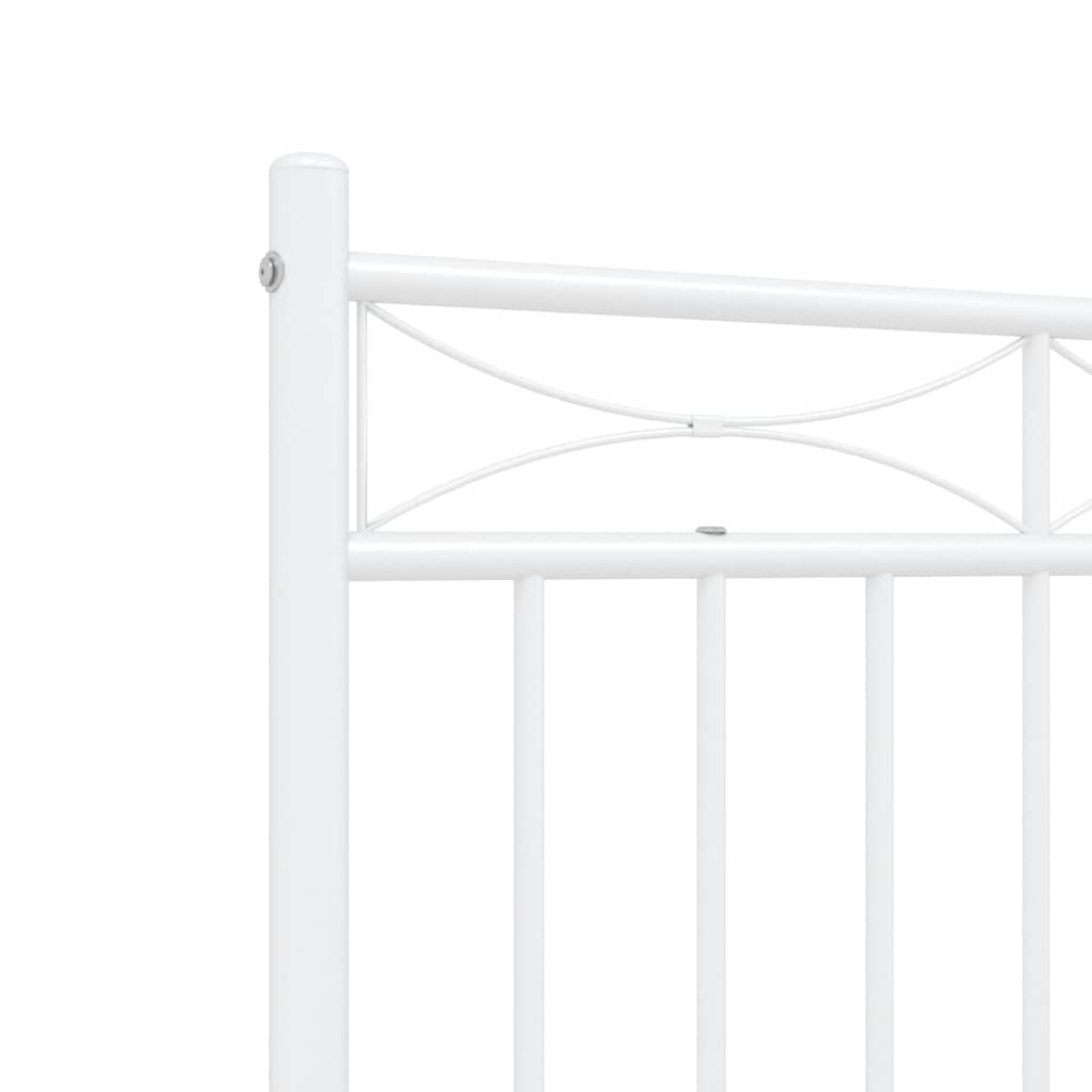 Cadre de lit métal sans matelas et pied de lit blanc 135x190 cm - XIOS