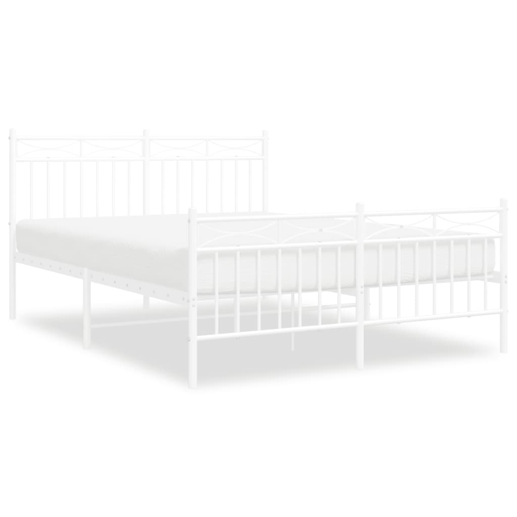 Cadre de lit métal sans matelas et pied de lit blanc 140x190 cm - XIOS