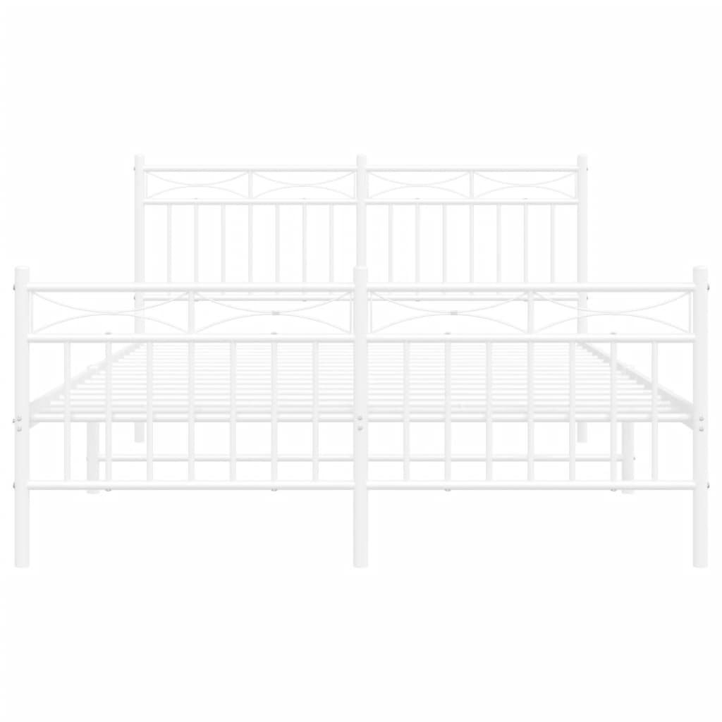 Cadre de lit métal sans matelas et pied de lit blanc 140x190 cm - XIOS