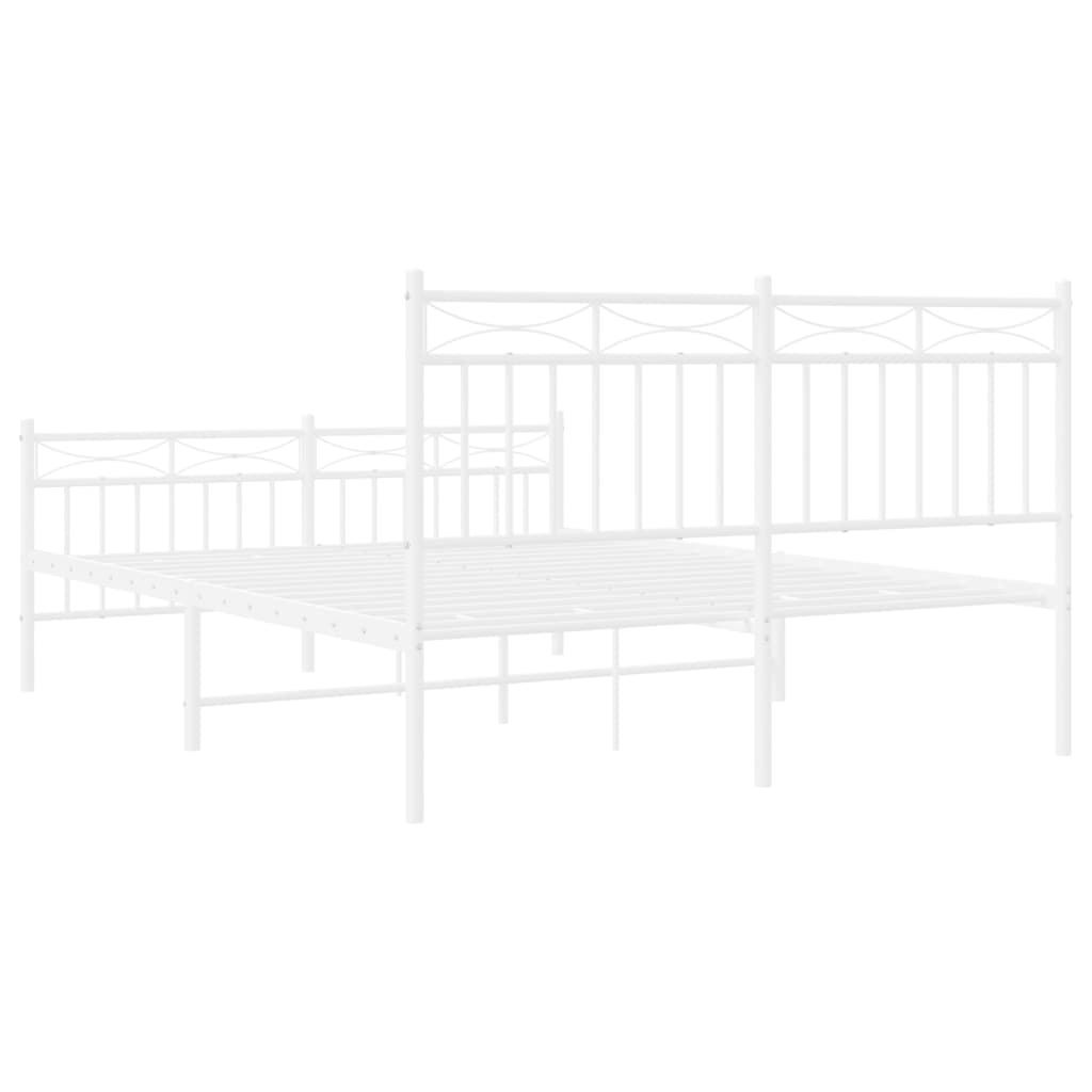 Cadre de lit métal sans matelas et pied de lit blanc 140x190 cm - XIOS