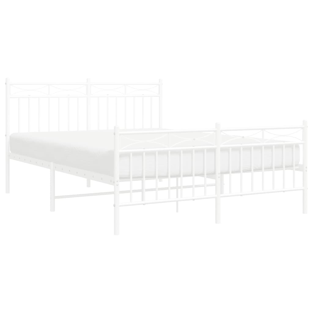 Cadre de lit métal sans matelas et pied de lit blanc 140x200 cm - XIOS