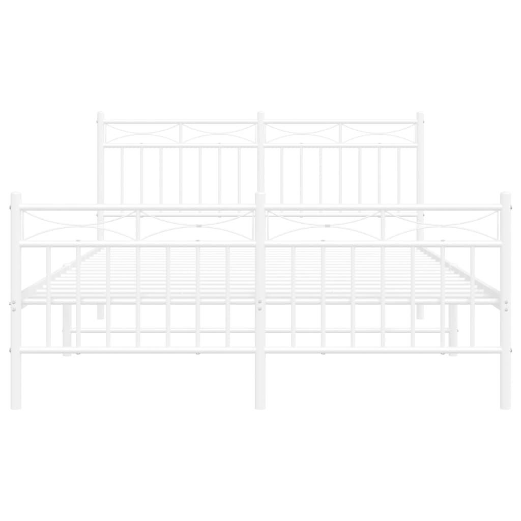 Cadre de lit métal sans matelas et pied de lit blanc 140x200 cm - XIOS