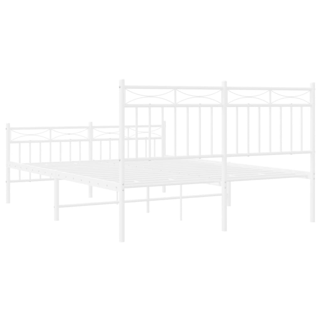 Cadre de lit métal sans matelas et pied de lit blanc 140x200 cm - XIOS