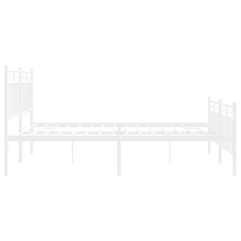 Cadre de lit métal sans matelas et pied de lit blanc 150x200 cm