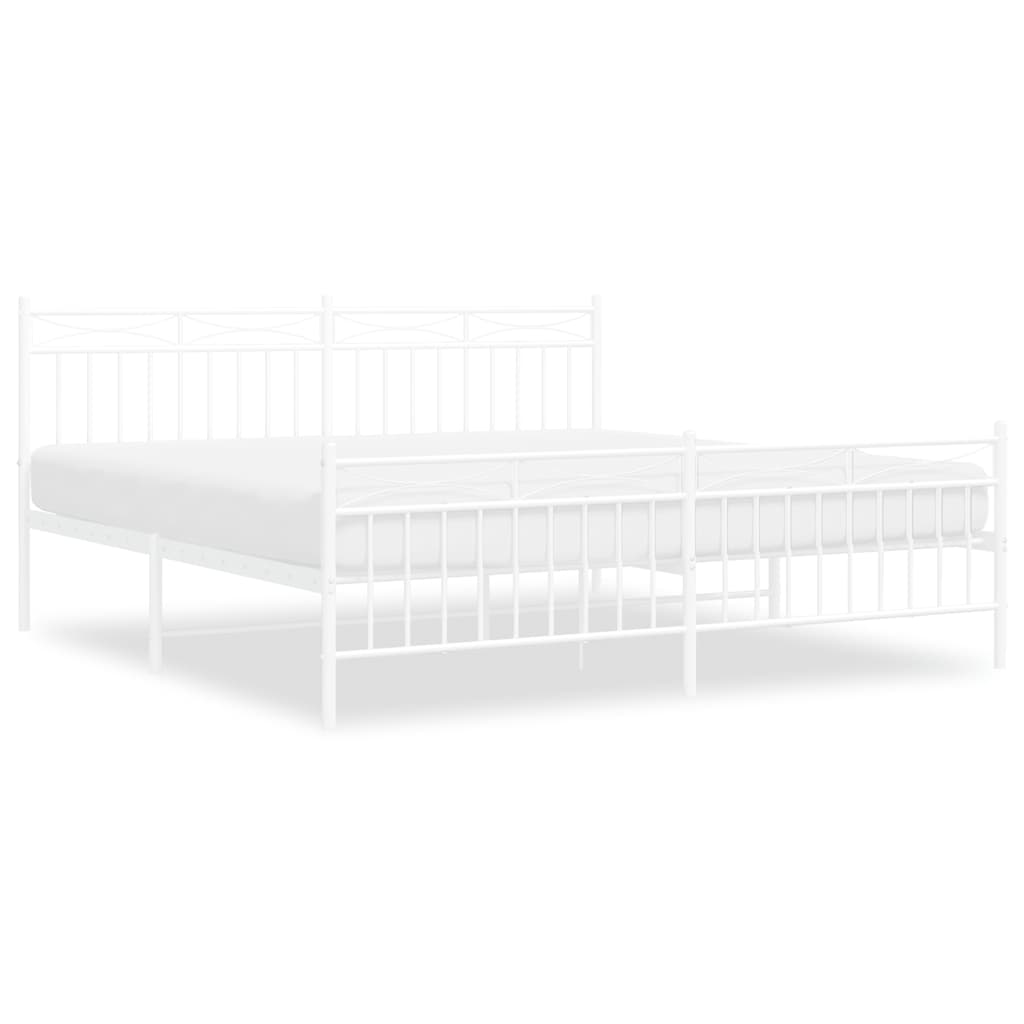 Cadre de lit métal sans matelas et pied de lit blanc 183x213 cm - XIOS