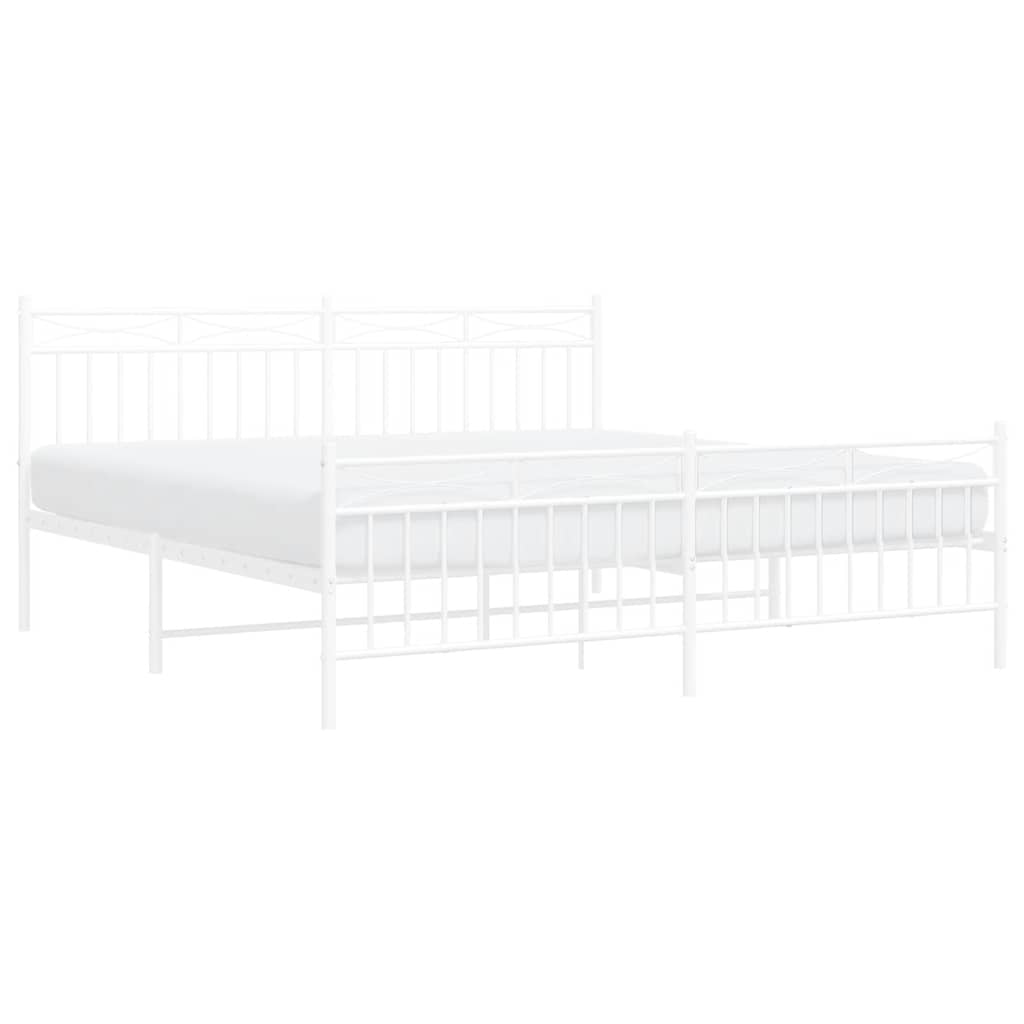 Cadre de lit métal sans matelas et pied de lit blanc 183x213 cm - XIOS