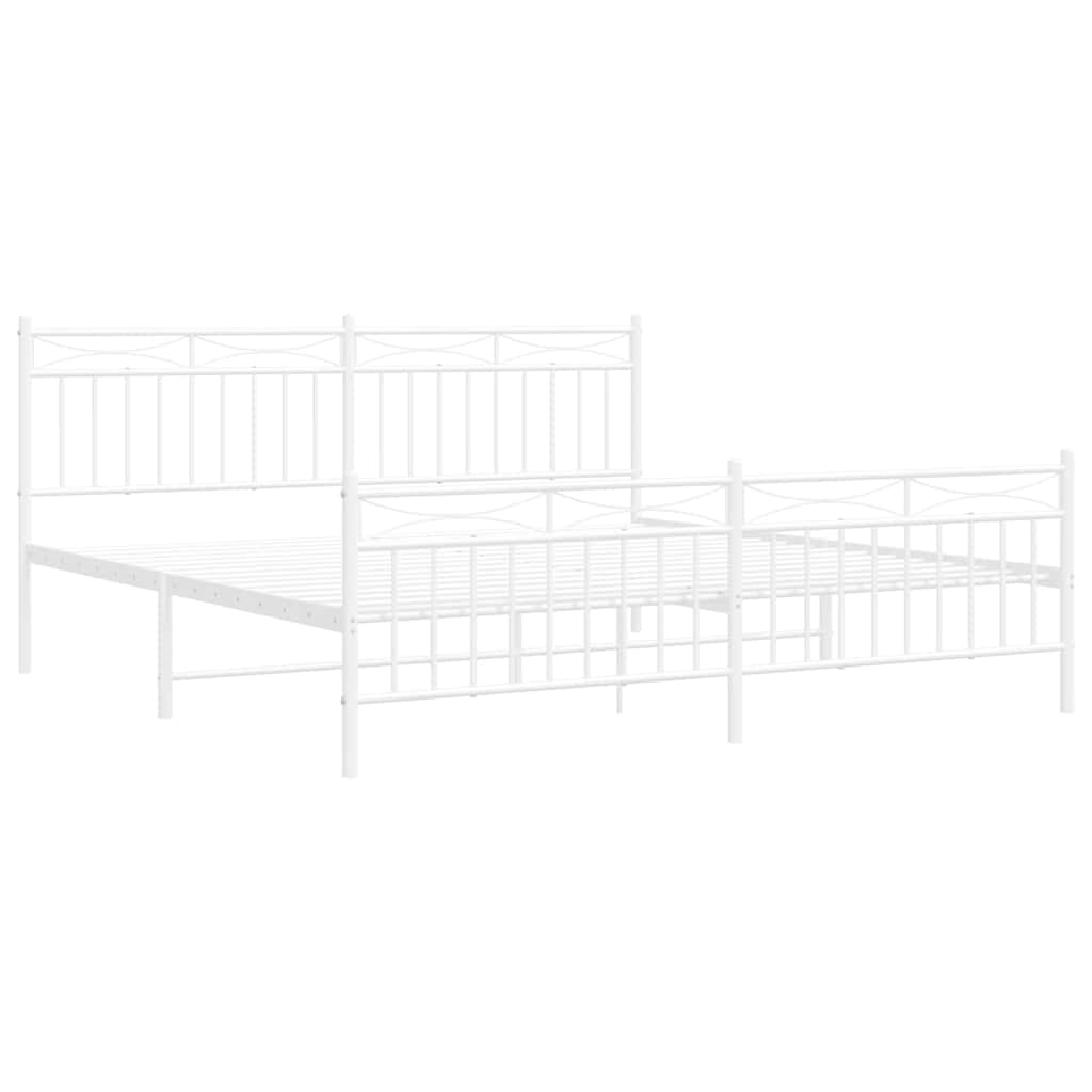 Cadre de lit métal sans matelas et pied de lit blanc 183x213 cm - XIOS