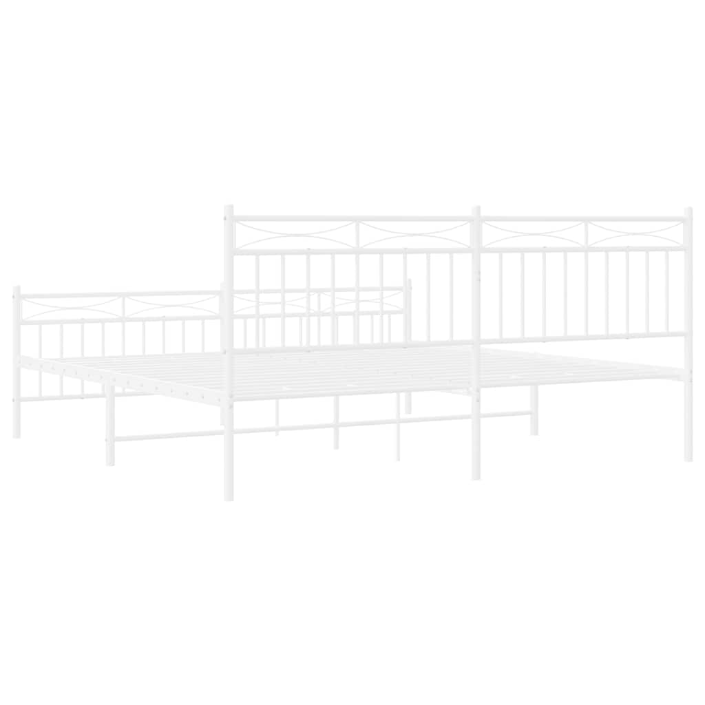 Cadre de lit métal sans matelas et pied de lit blanc 183x213 cm - XIOS