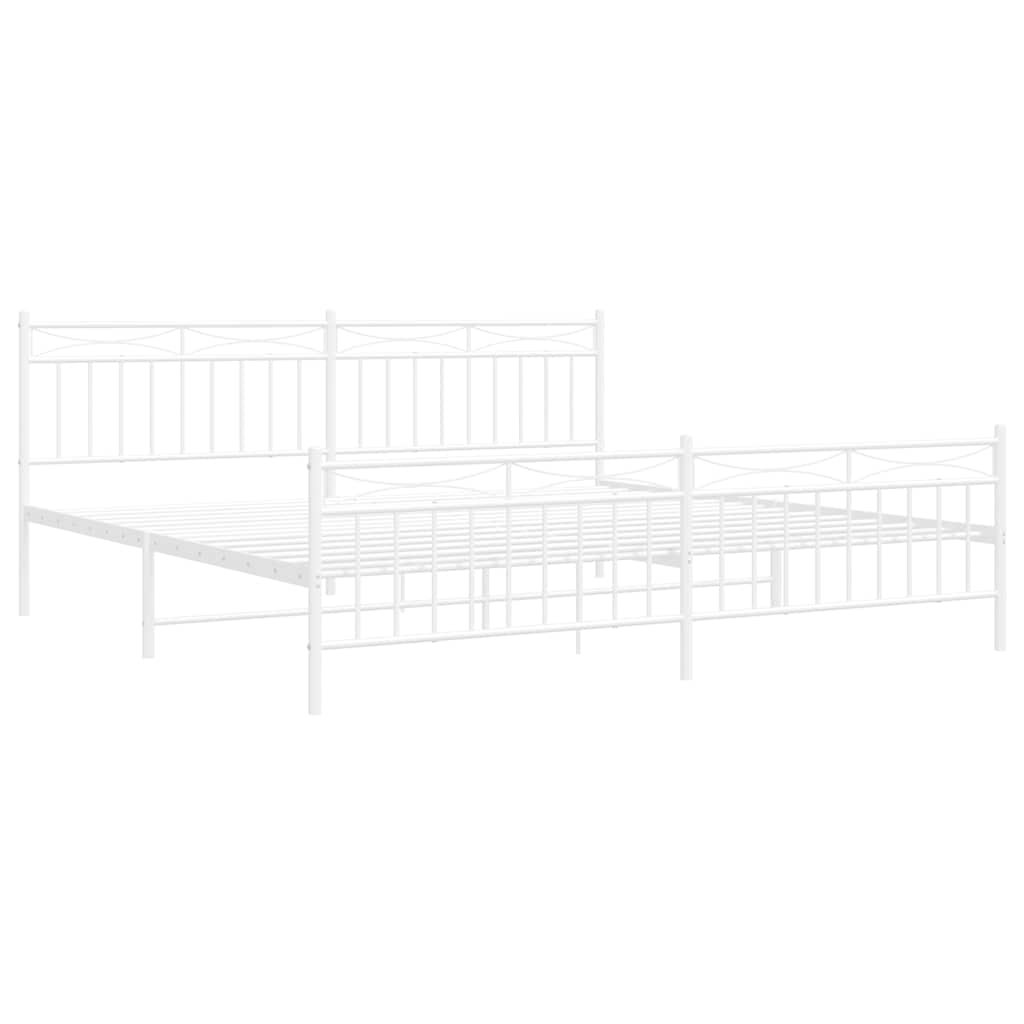 Cadre de lit métal sans matelas et pied de lit blanc 193x203 cm - XIOS