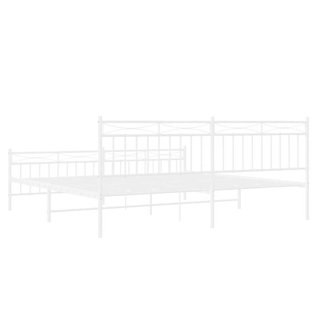 Cadre de lit métal sans matelas et pied de lit blanc 193x203 cm - XIOS