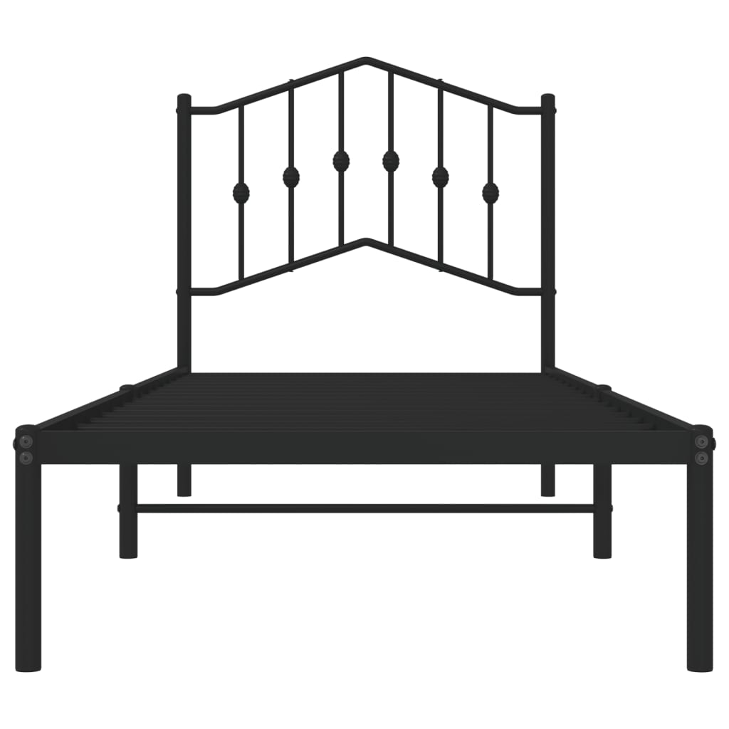 Cadre de lit métal sans matelas avec tête de lit noir 90x190 cm - XIOS