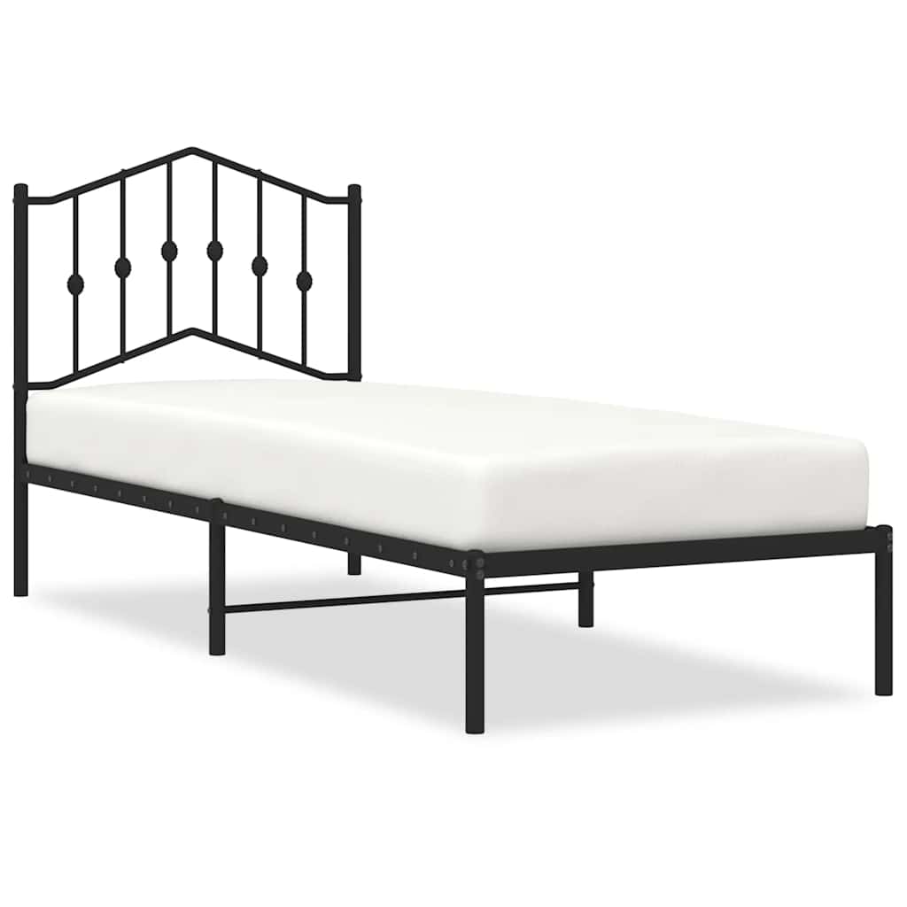 Cadre de lit métal sans matelas avec tête de lit noir 90x200 cm - XIOS