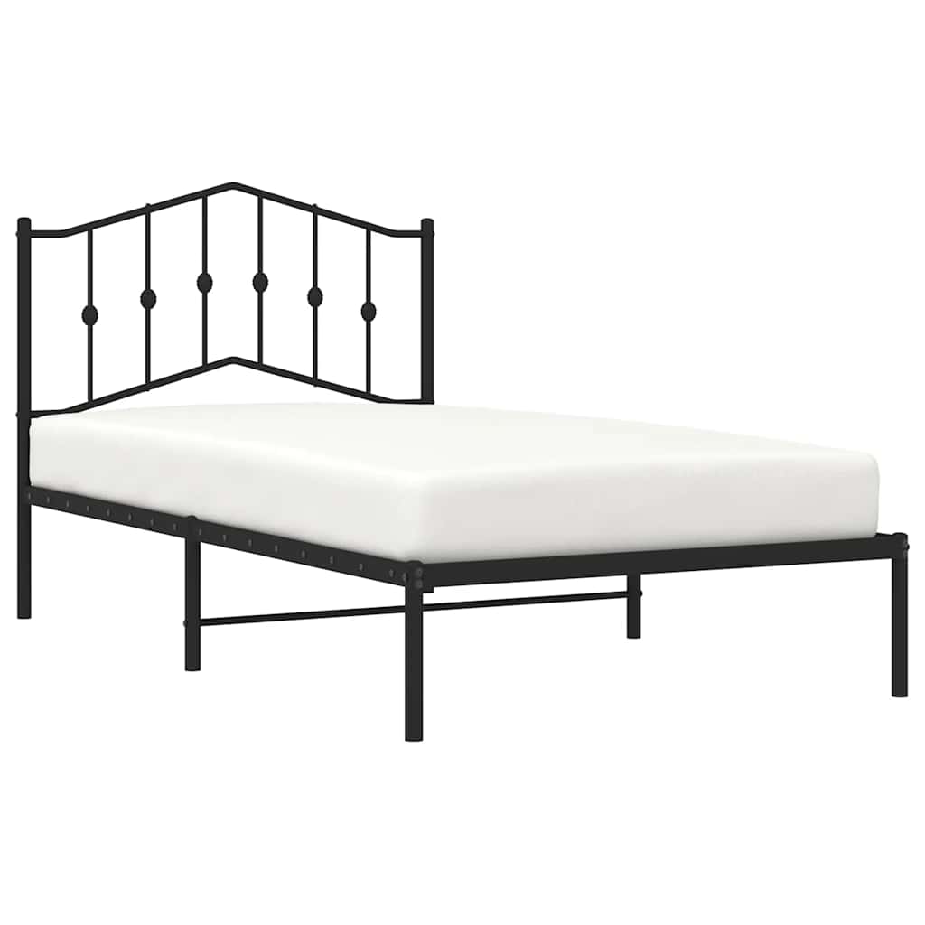 Cadre de lit métal sans matelas avec tête de lit noir 100x190cm - XIOS