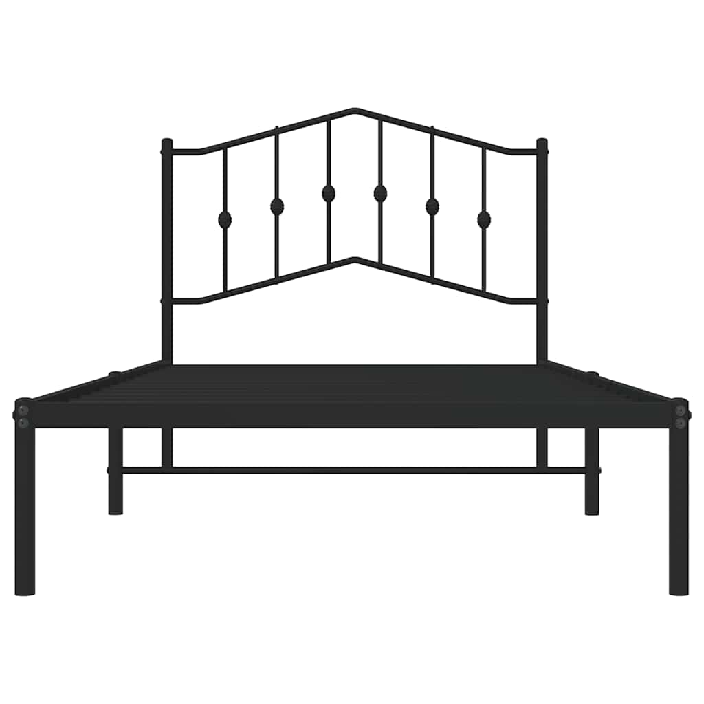 Cadre de lit métal sans matelas avec tête de lit noir 100x190cm - XIOS
