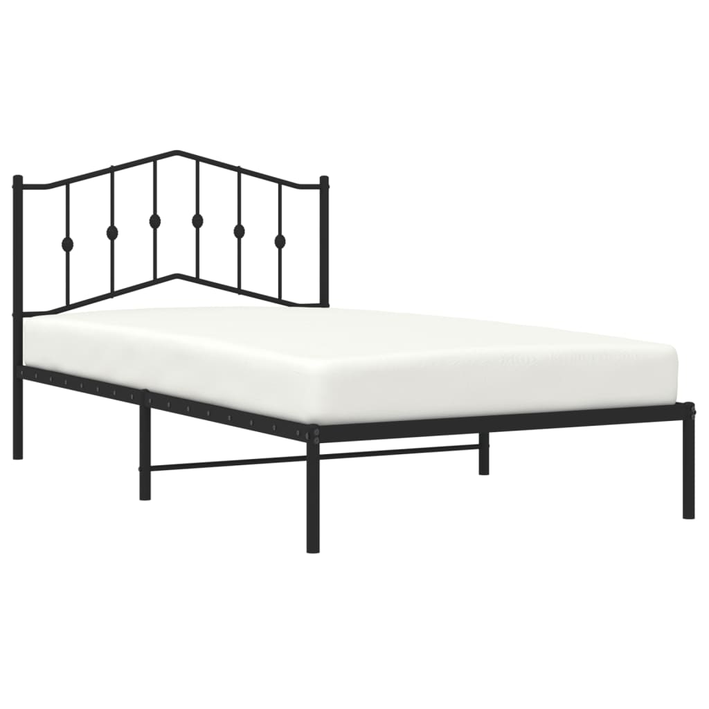 Cadre de lit métal sans matelas avec tête de lit noir 107x203cm - XIOS