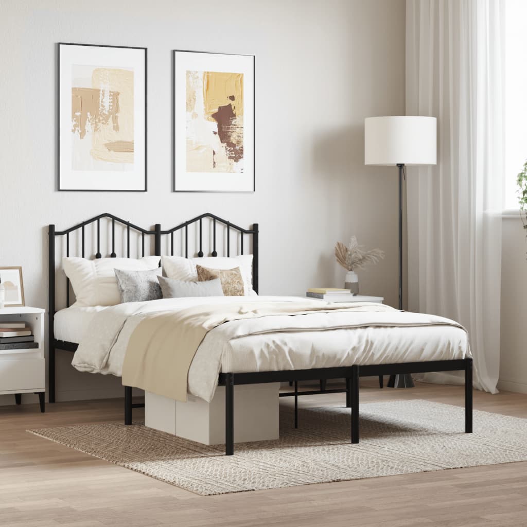 Cadre de lit métal sans matelas avec tête de lit noir 120x190cm - XIOS