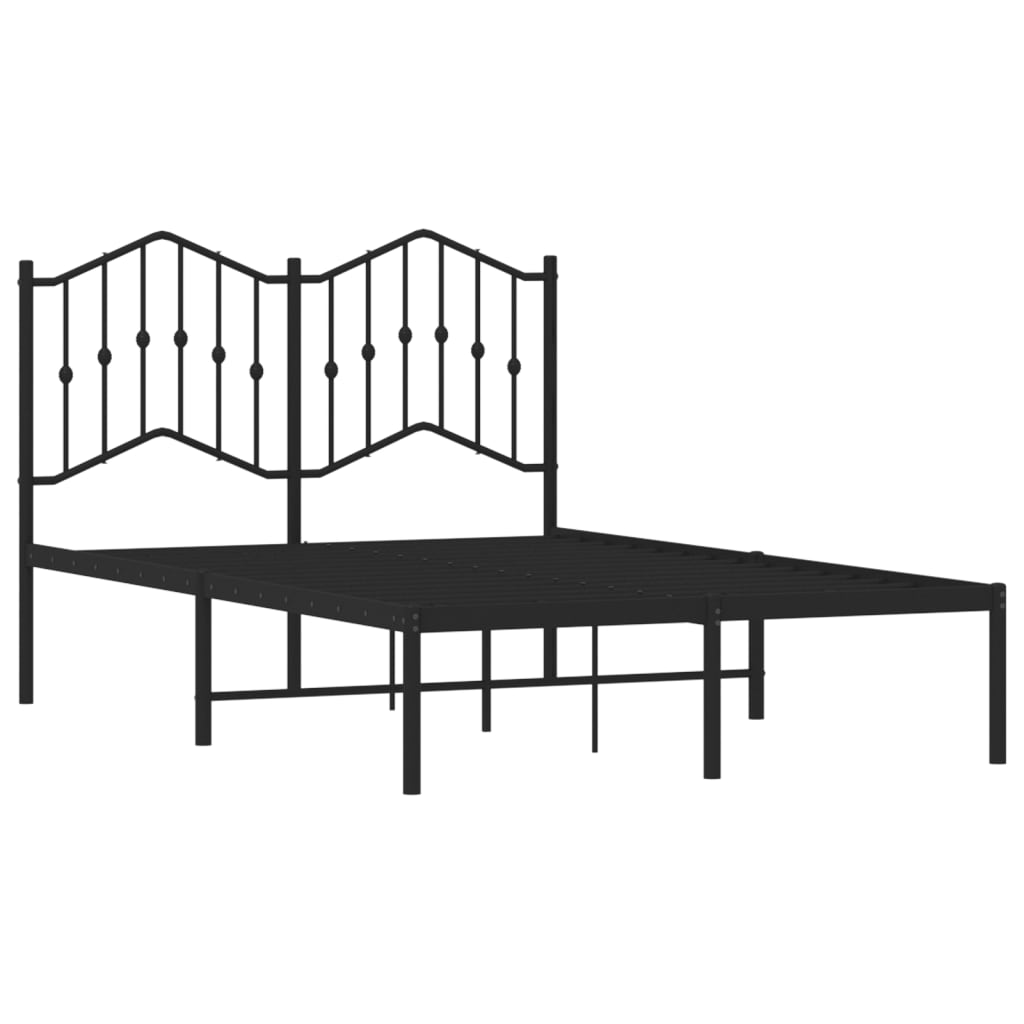 Cadre de lit métal sans matelas avec tête de lit noir 120x200cm - XIOS