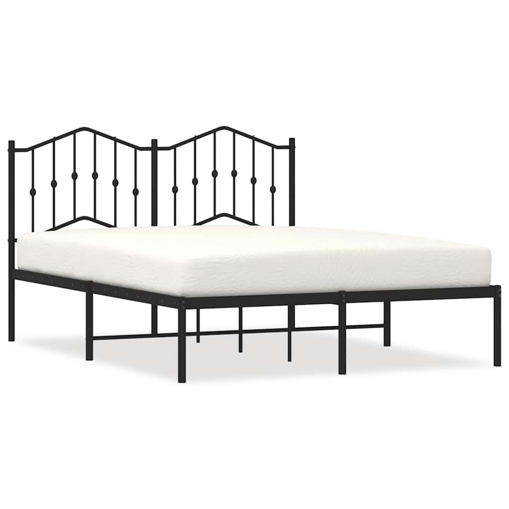 Cadre de lit métal sans matelas avec tête de lit noir 135x190cm - XIOS