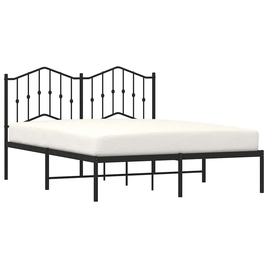 Cadre de lit métal sans matelas avec tête de lit noir 135x190cm - XIOS