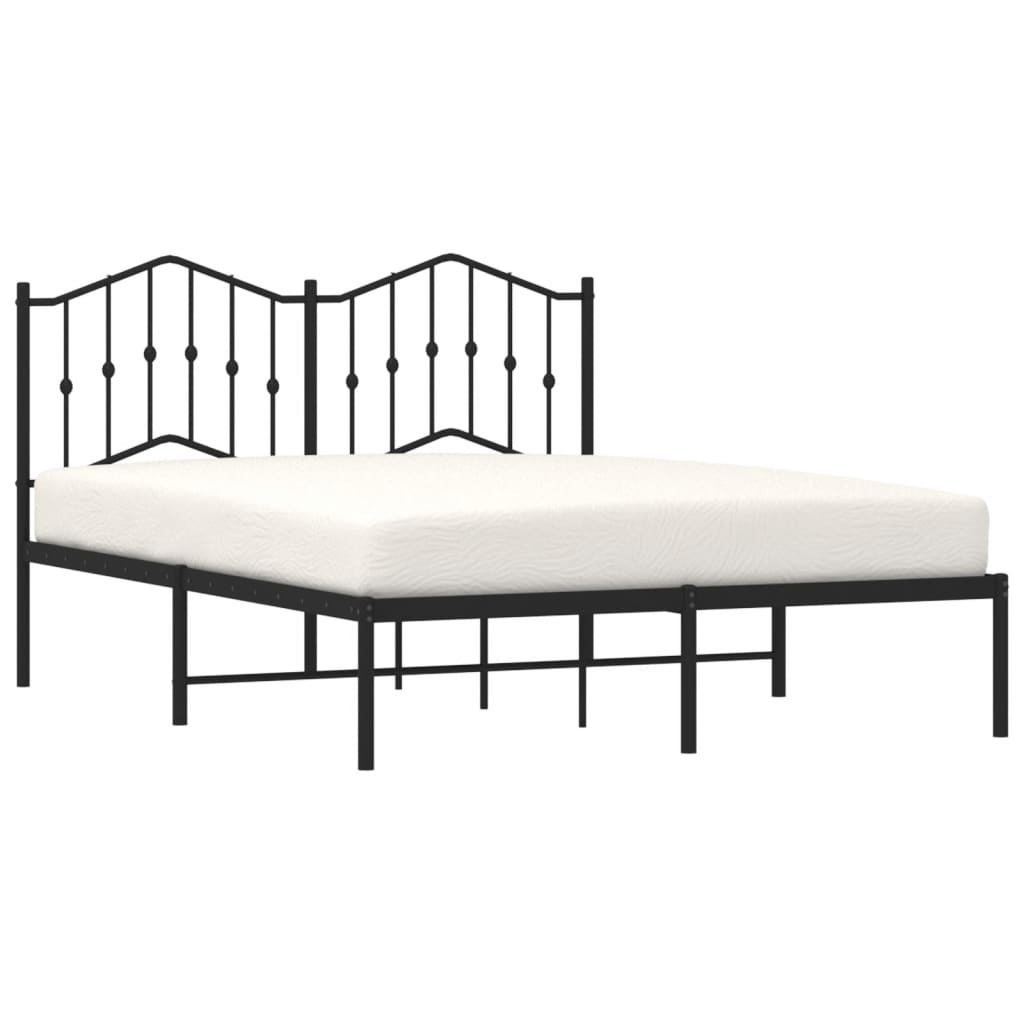 Cadre de lit métal sans matelas avec tête de lit noir 140x190cm - XIOS