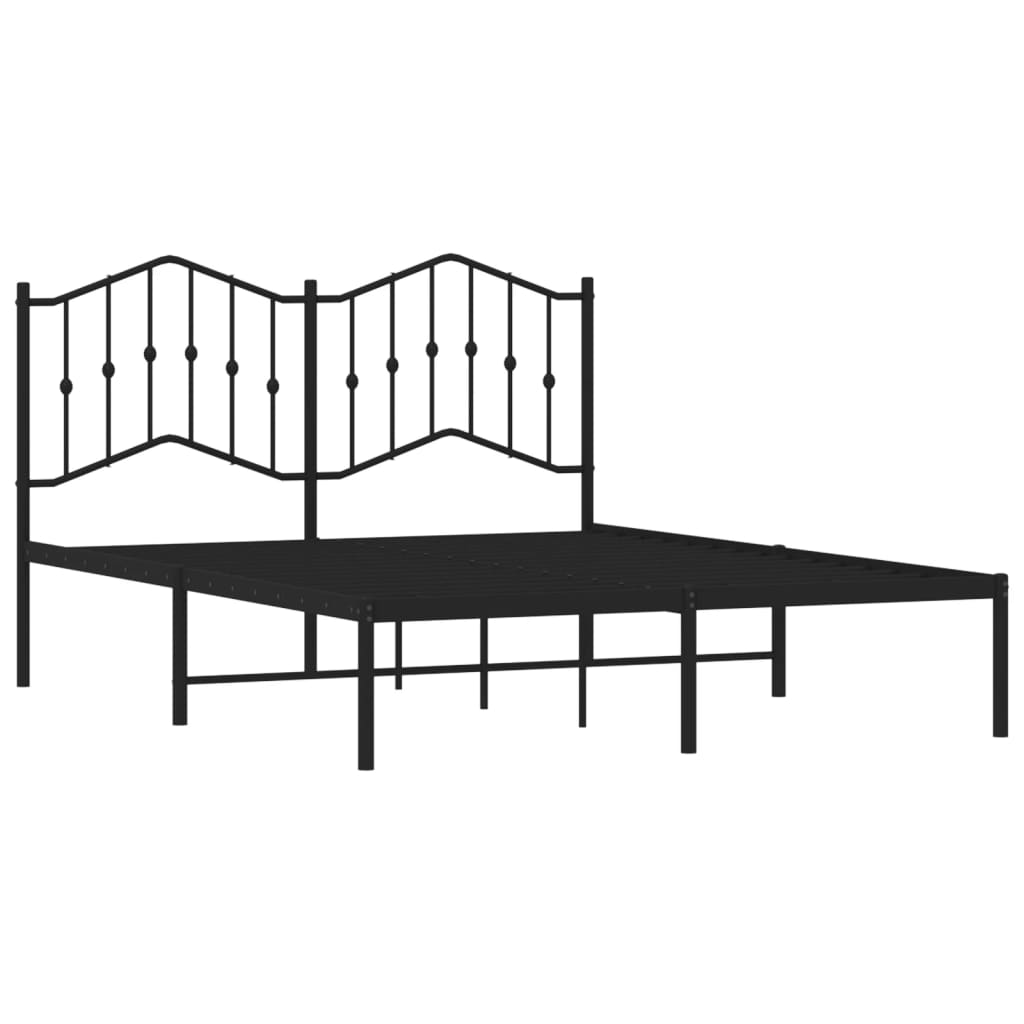 Cadre de lit métal sans matelas avec tête de lit noir 140x190cm - XIOS