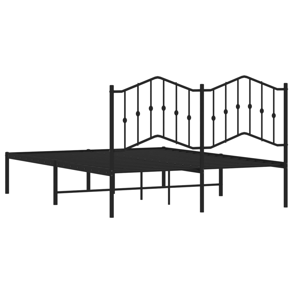 Cadre de lit métal sans matelas avec tête de lit noir 140x190cm - XIOS