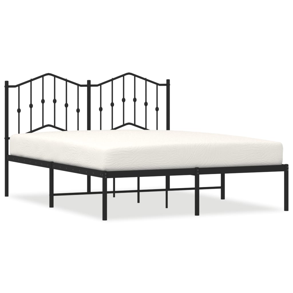 Cadre de lit métal sans matelas avec tête de lit noir 140x200cm - XIOS