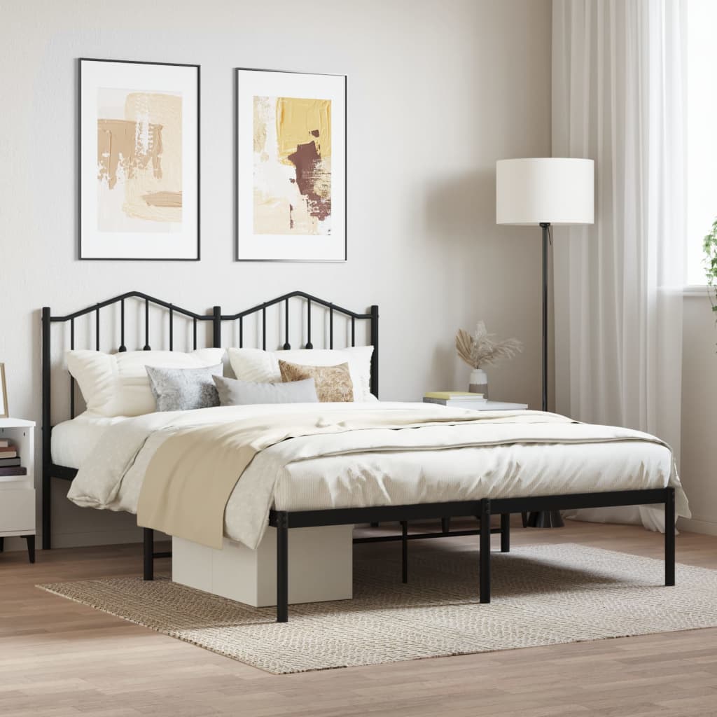 Cadre de lit métal sans matelas avec tête de lit noir 140x200cm - XIOS