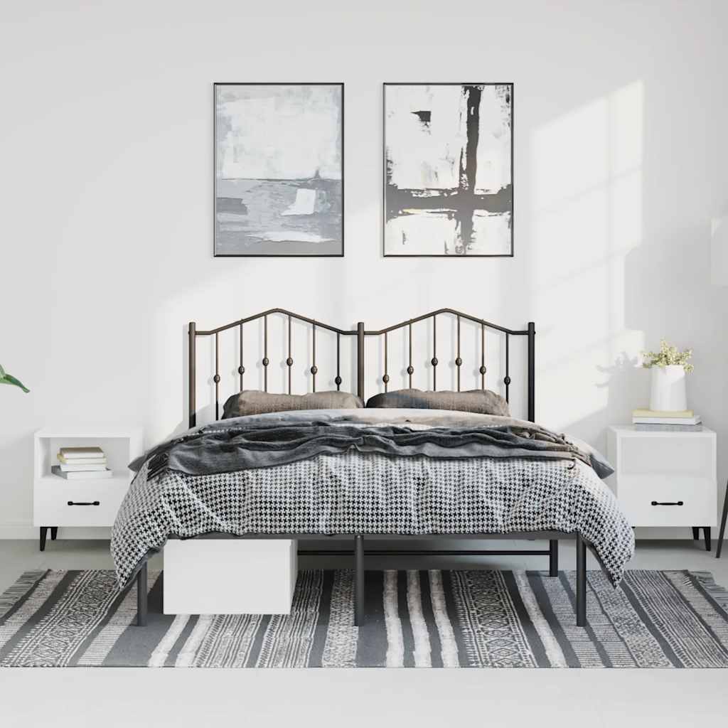 Cadre de lit métal sans matelas avec tête de lit noir 150x200cm