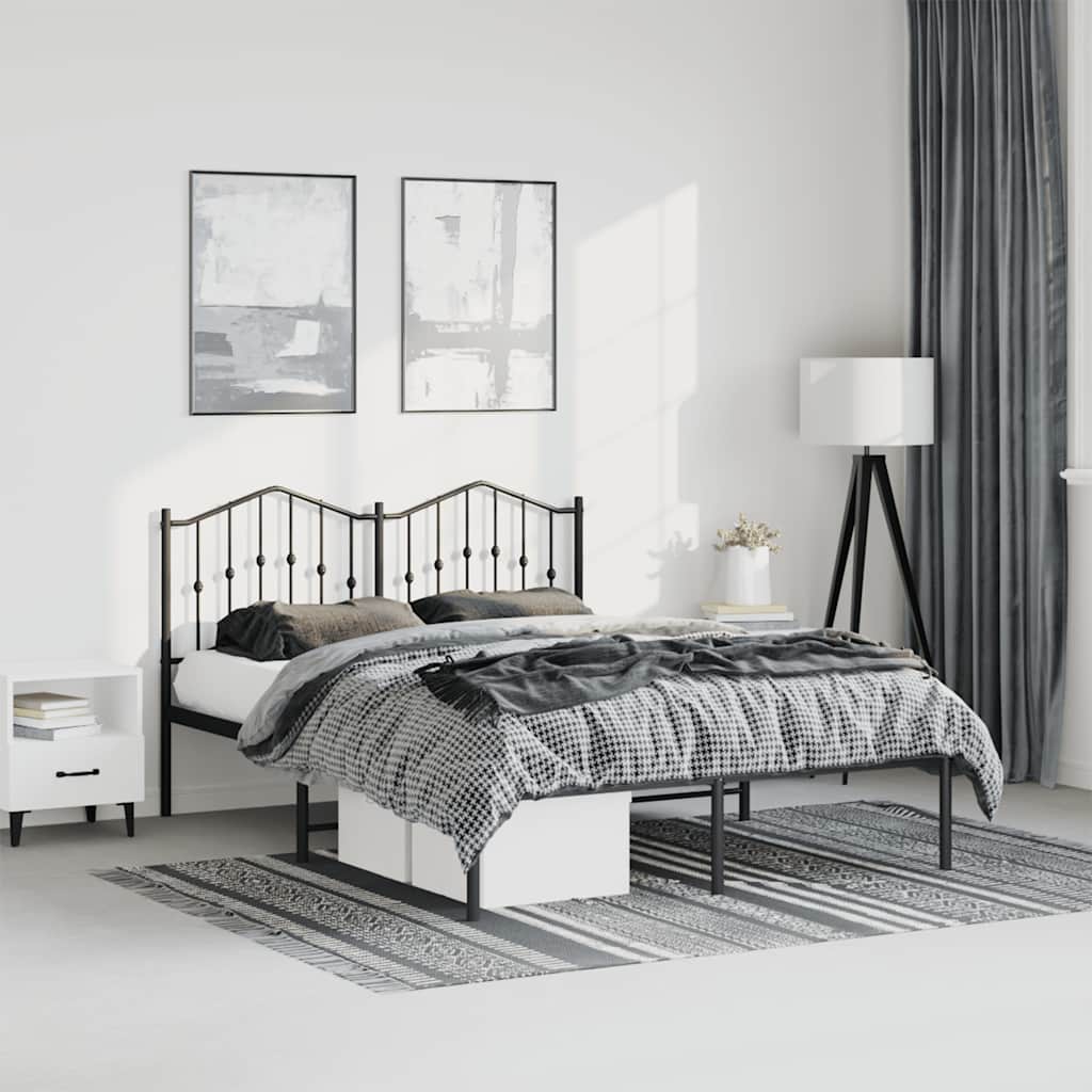 Cadre de lit métal sans matelas avec tête de lit noir 150x200cm