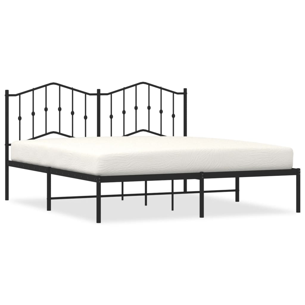 Cadre de lit métal sans matelas et tête de lit noir 160x200 cm - XIOS
