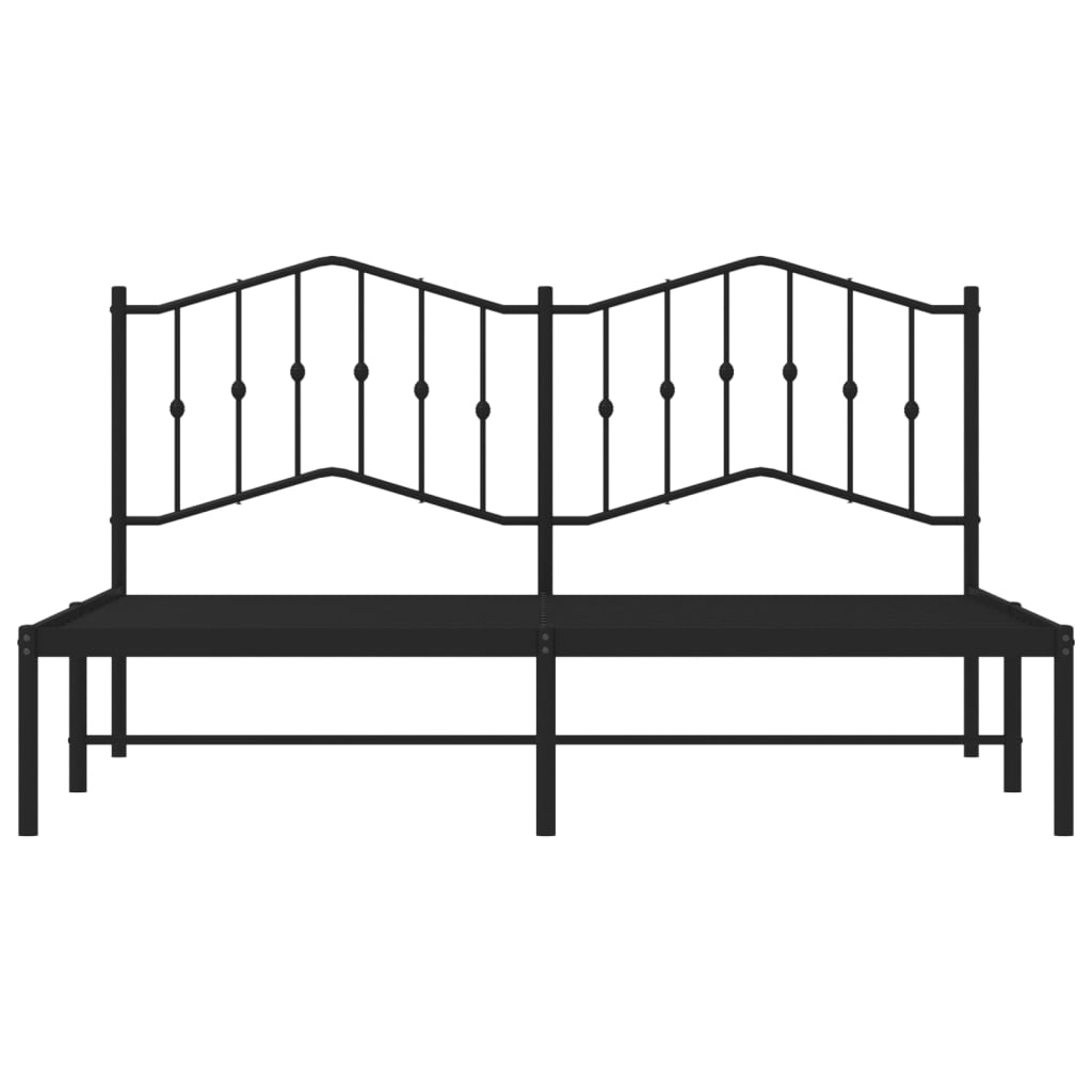 Cadre de lit métal sans matelas et tête de lit noir 160x200 cm - XIOS