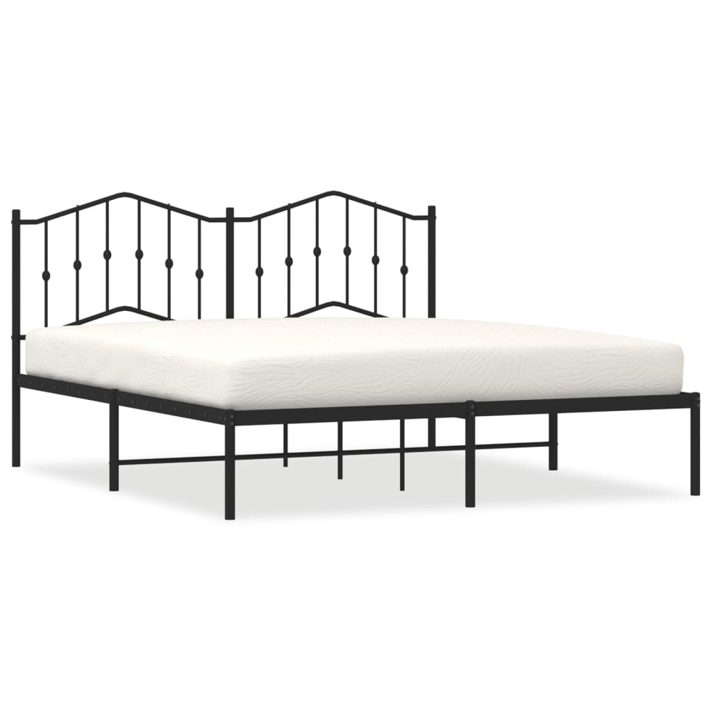 Cadre de lit métal sans matelas et tête de lit noir 180x200 cm - XIOS