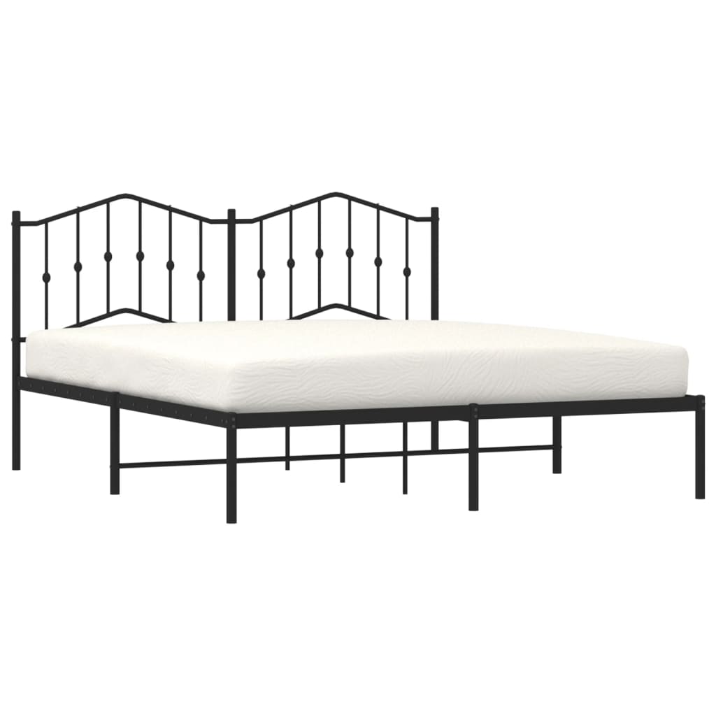 Cadre de lit métal sans matelas et tête de lit noir 180x200 cm - XIOS