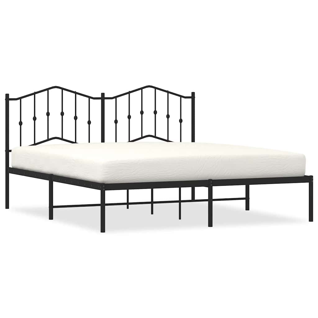 Cadre de lit métal sans matelas avec tête de lit noir 183x213cm - XIOS