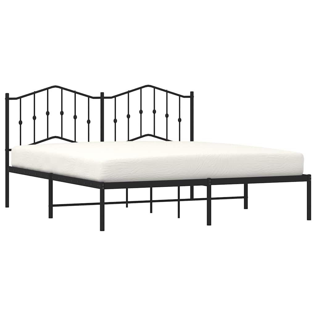 Cadre de lit métal sans matelas avec tête de lit noir 183x213cm - XIOS