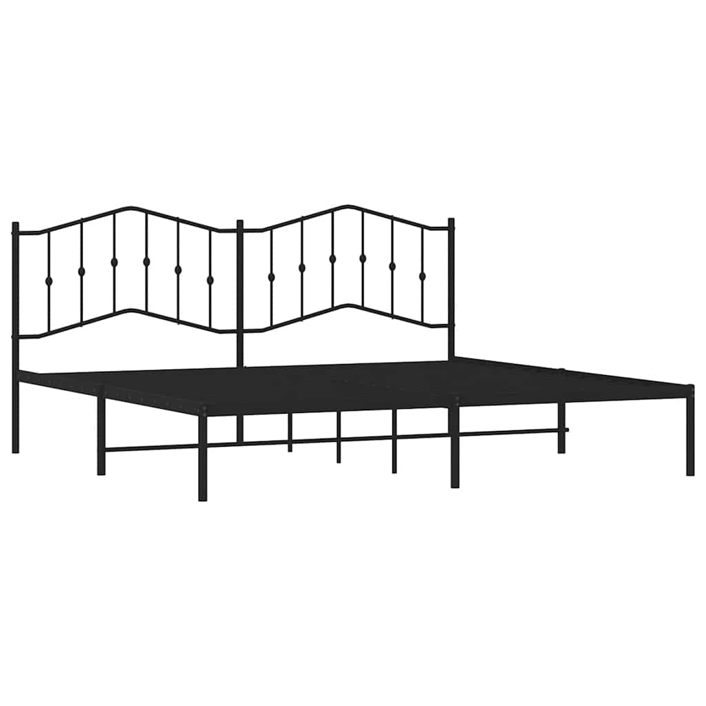 Cadre de lit métal sans matelas avec tête de lit noir 193x203cm - XIOS