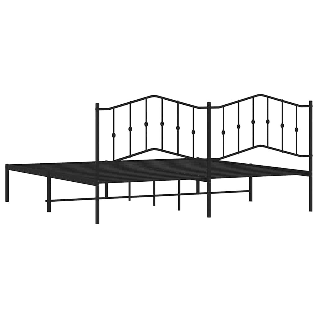 Cadre de lit métal sans matelas avec tête de lit noir 193x203cm - XIOS