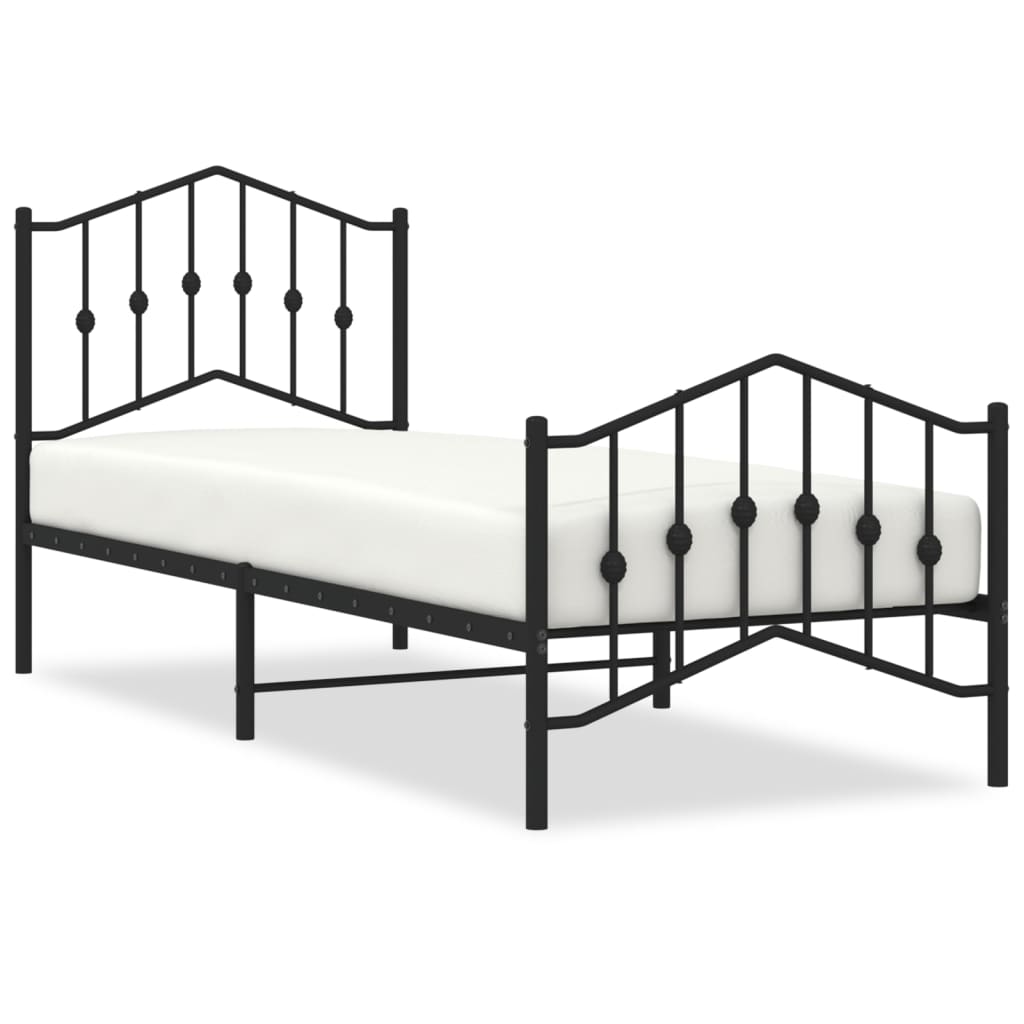 Cadre de lit métal sans matelas avec pied de lit noir 80x200 cm - XIOS