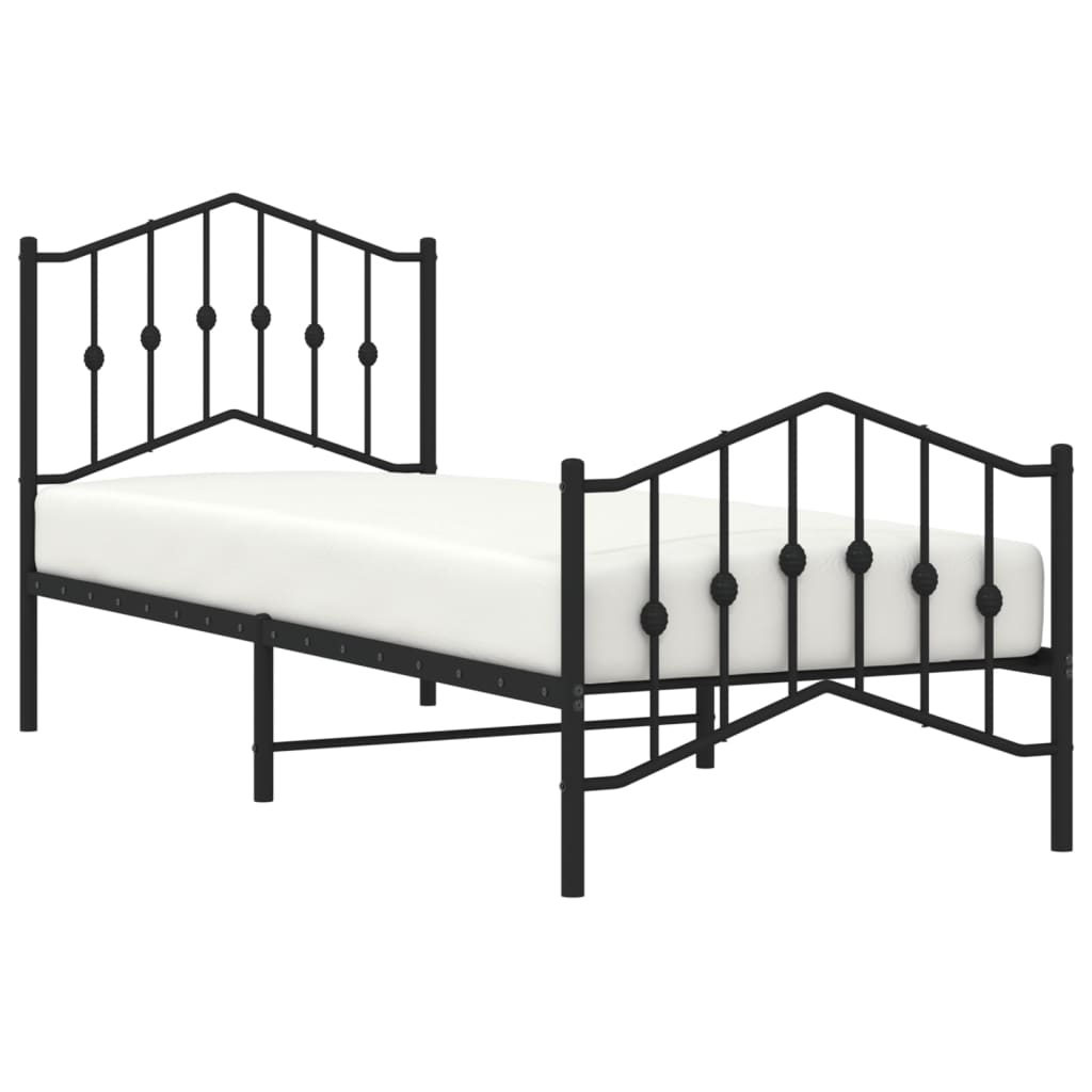 Cadre de lit métal sans matelas avec pied de lit noir 80x200 cm - XIOS