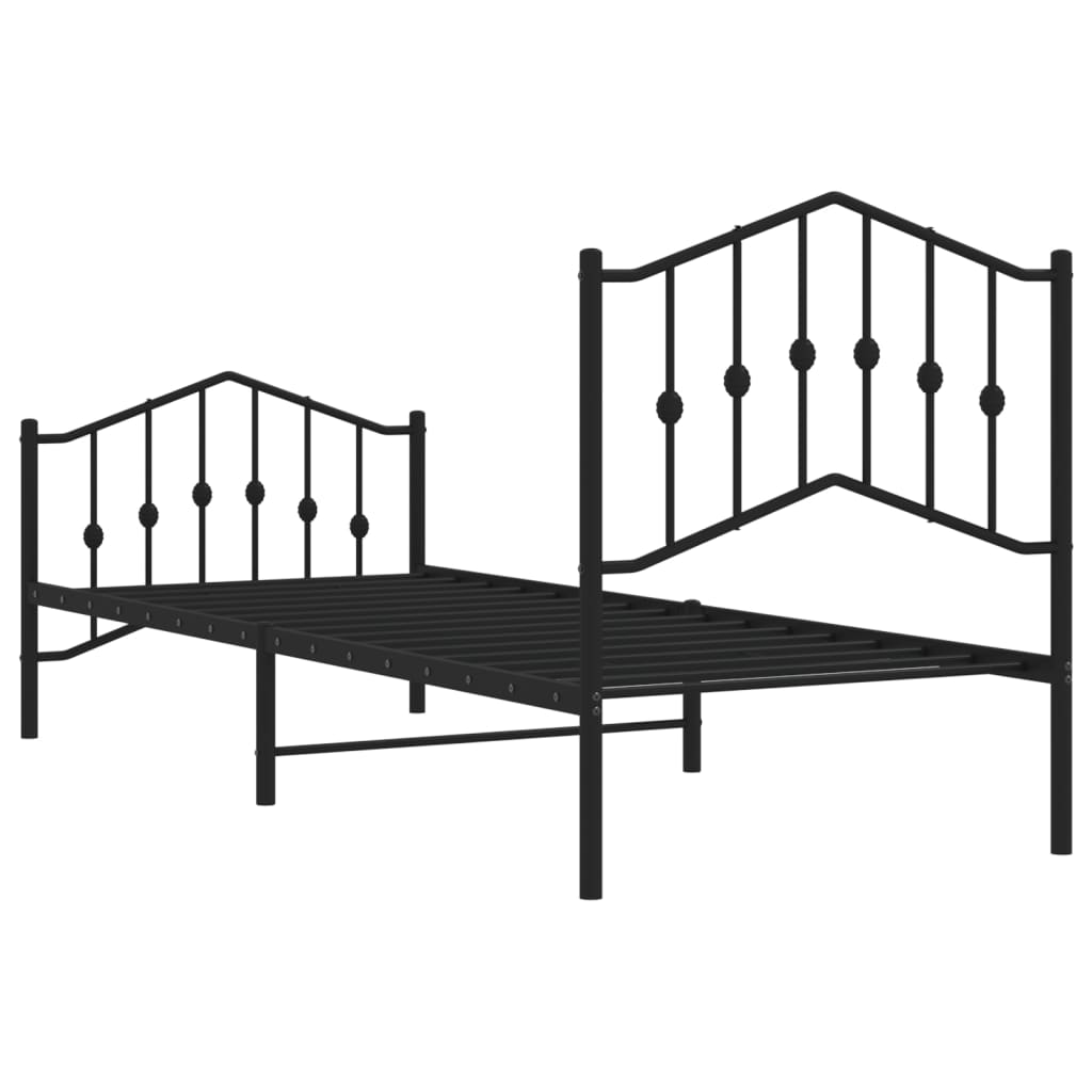 Cadre de lit métal sans matelas avec pied de lit noir 80x200 cm - XIOS