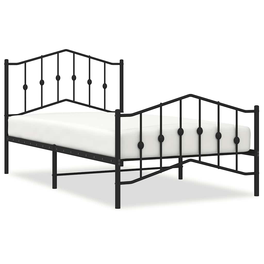 Cadre de lit métal sans matelas avec pied de lit noir 100x190cm - XIOS