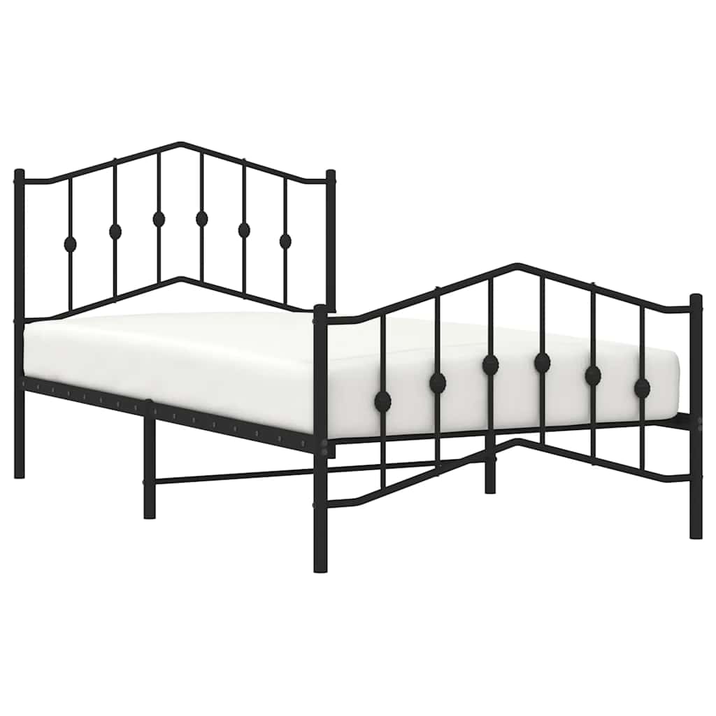 Cadre de lit métal sans matelas avec pied de lit noir 100x190cm - XIOS