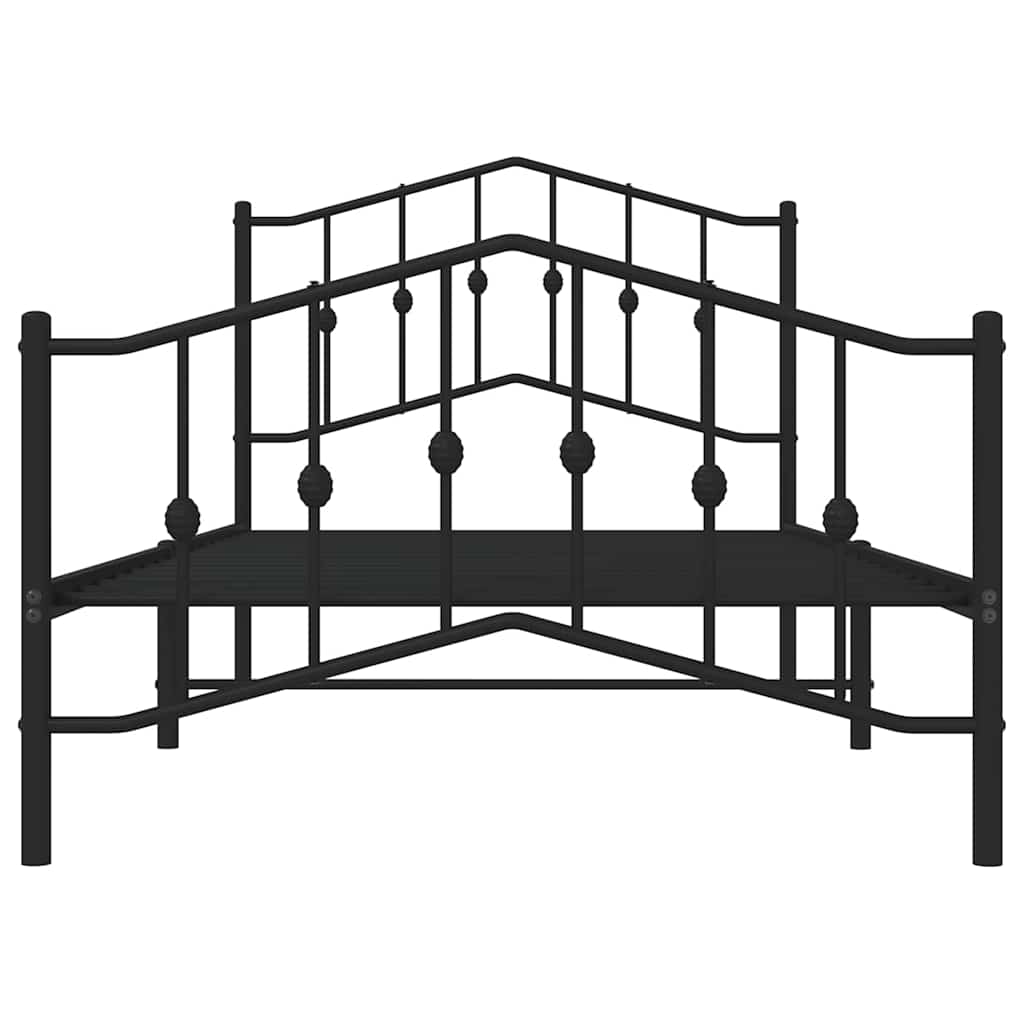 Cadre de lit métal sans matelas avec pied de lit noir 100x190cm - XIOS