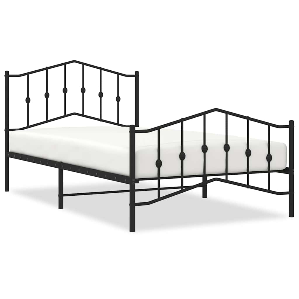 Cadre de lit métal sans matelas et pied de lit noir 100x200 cm - XIOS