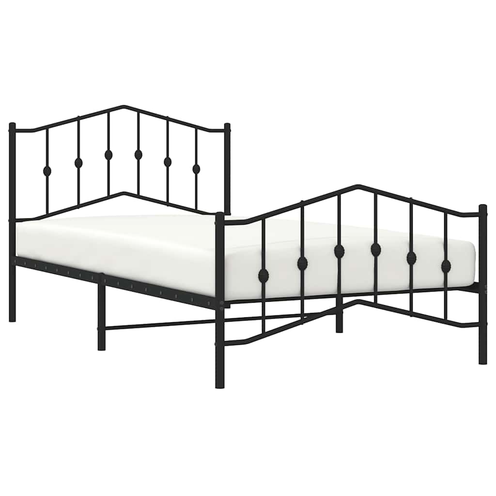 Cadre de lit métal sans matelas et pied de lit noir 100x200 cm - XIOS