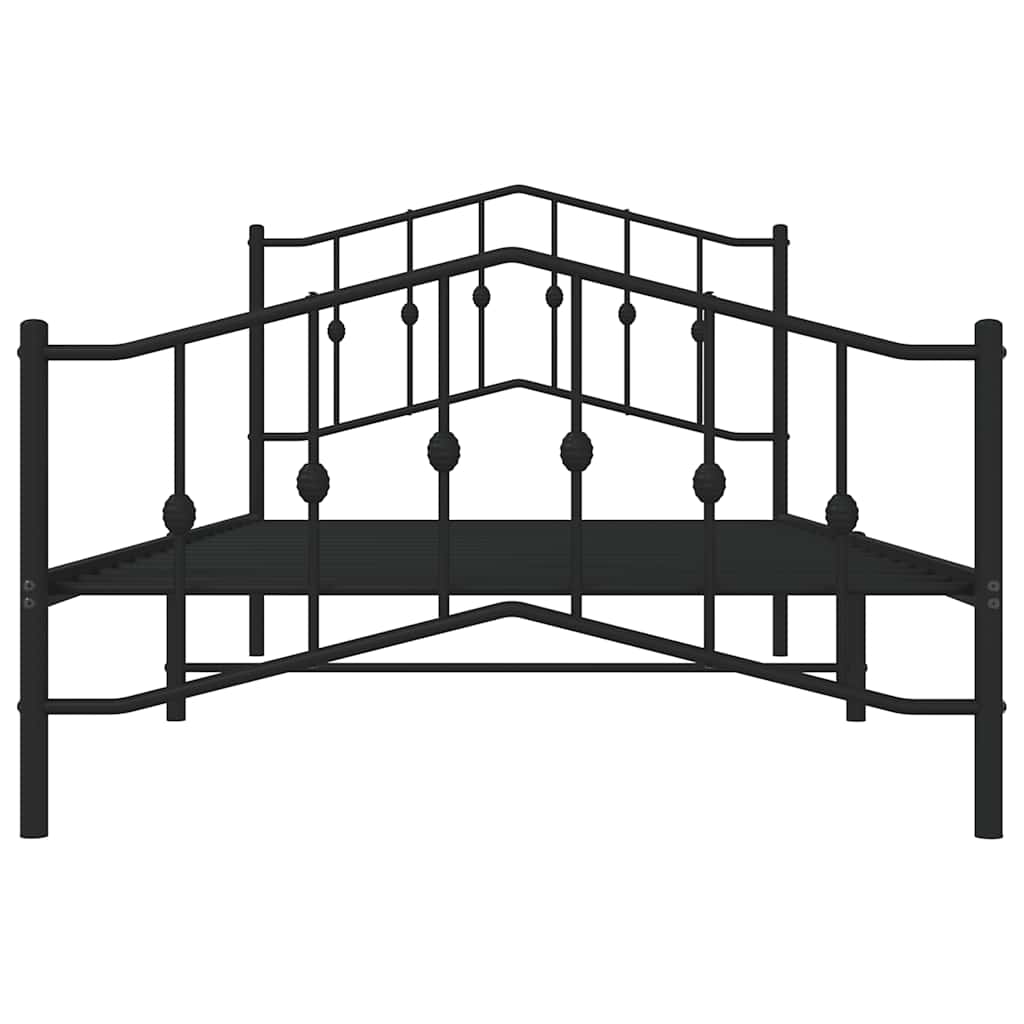 Cadre de lit métal sans matelas et pied de lit noir 100x200 cm - XIOS