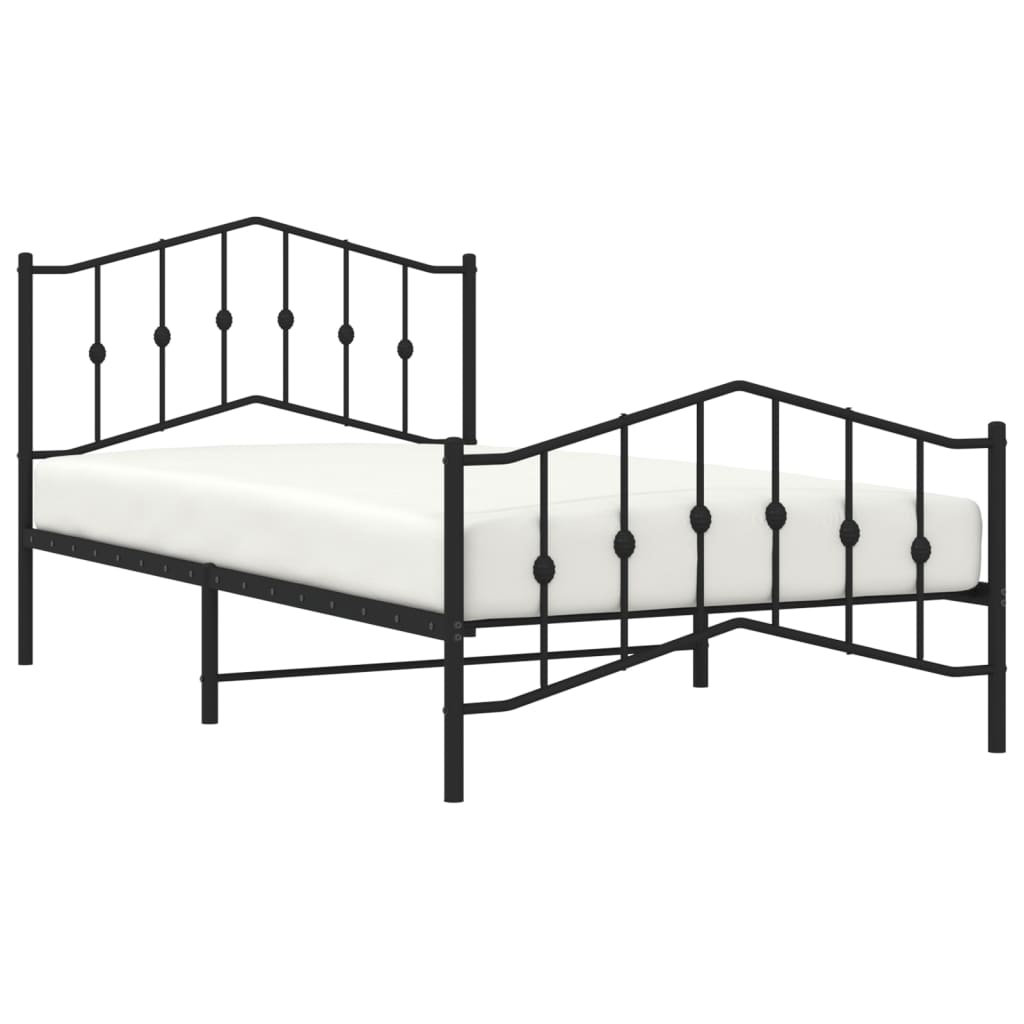 Cadre de lit métal sans matelas avec pied de lit noir 107x203cm - XIOS
