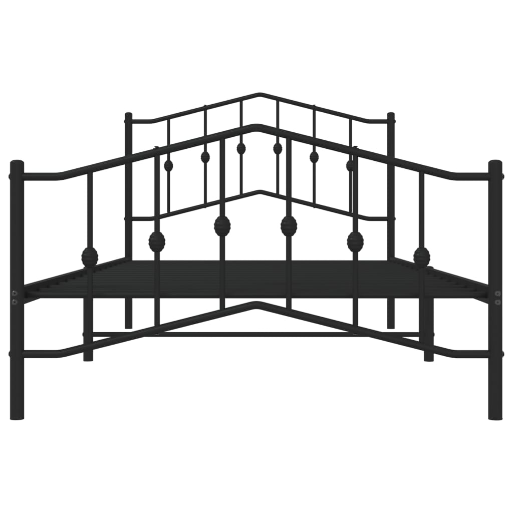Cadre de lit métal sans matelas avec pied de lit noir 107x203cm - XIOS