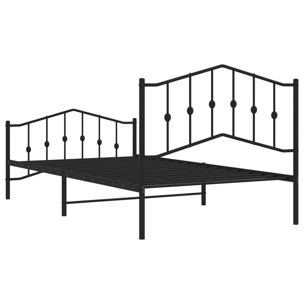 Cadre de lit métal sans matelas avec pied de lit noir 107x203cm - XIOS